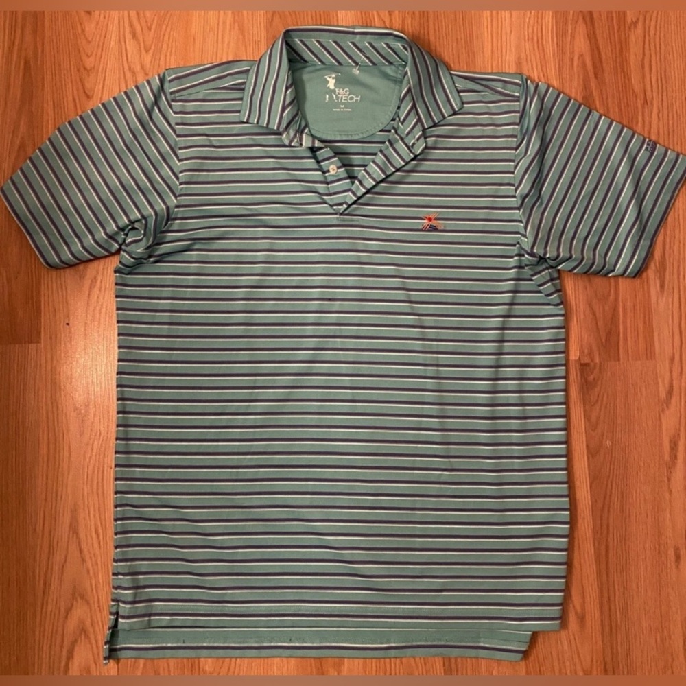 F&G Tech Men's Medium Striped Golf Polo